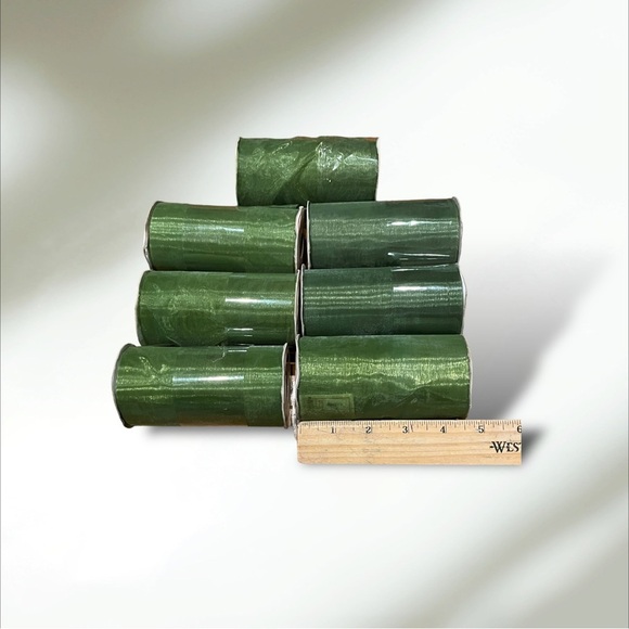 Lot/7 Sheer Ribbon Green 4.45” New! - Picture 4 of 9